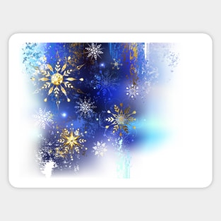 Grunge Background with Gold Snowflakes Sticker